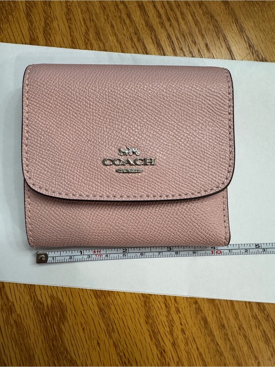 Coach Handbags - Coach Pebbled Leather Compact Wallet in Light Pink with Silver Logo